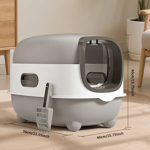 Classic Grey Cat Litter Box