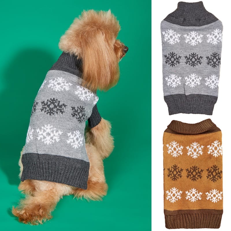 Snowflake Knit Dog Christmas Sweater