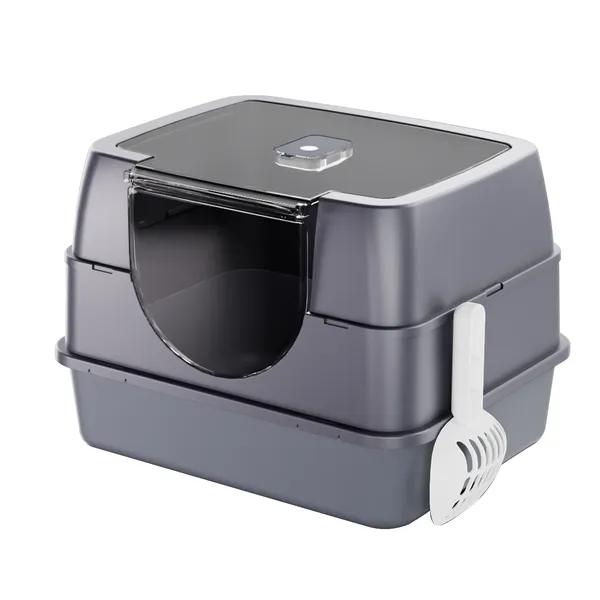 Enclosed Cat Litter Box, Orange