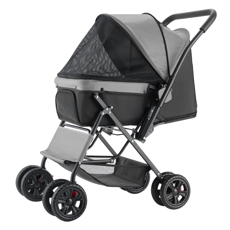 Foldable 4-Wheel Pet Stroller with Reversible Handle, Up to 44 lbs