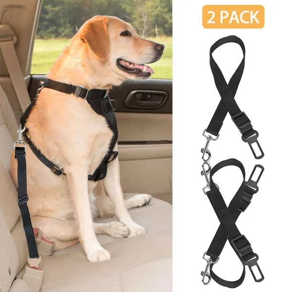 Adjustable Pet Car Safety Seat Belt Harness, 2-Pack