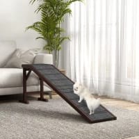 Dog Ramp for Bed with Non-Slip Carpet & Top Platform, Brown