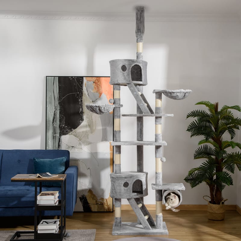 Floor-to-Ceiling Cat Tree, 94.5-102.5" Adjustable with Hammocks
