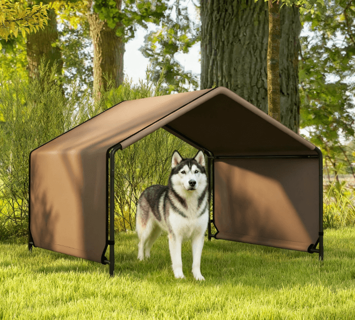 Portable Water-Resistant Dog Tent for Outdoor Shade, Brown