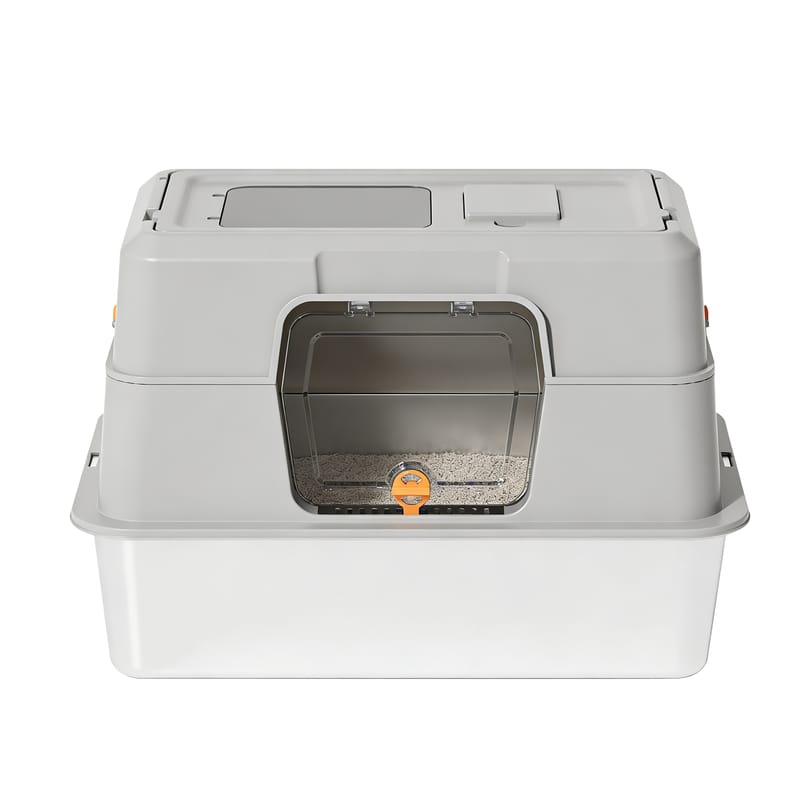 Fully Enclosed Stainless Steel Cat Litter Box, 50x35x10