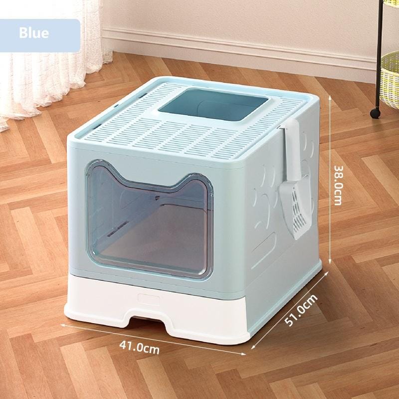Enclosed Front-Entry Cat Litter Box with Lid and Scoop