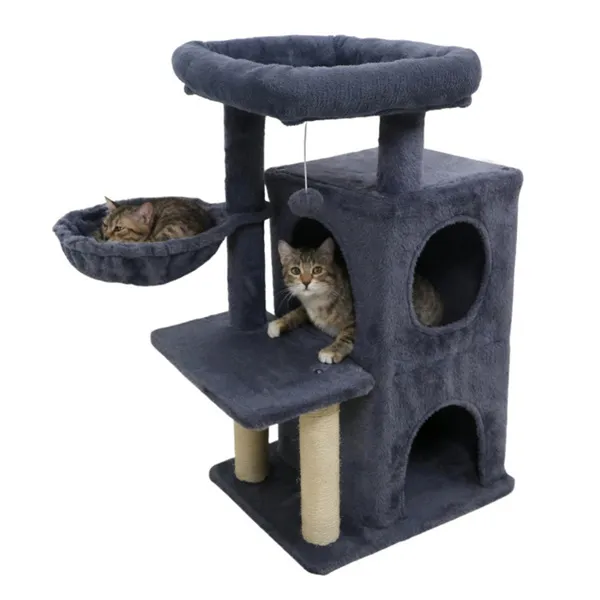 Multi-Level Cat Tree with Condo and Sisal Scratching Posts, 33.5", Dark Gray